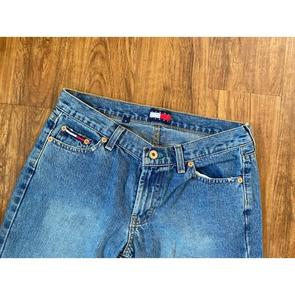 Vintage Tommy Hilfiger Straight Jeans Women's 7 Rare Raw Frayed Hem Side‎ Slits